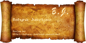 Behyna Jusztusz névjegykártya